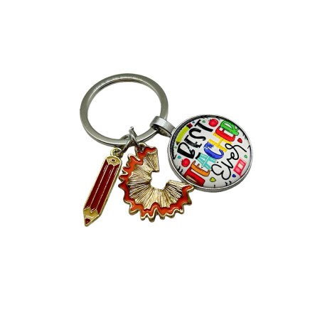 keychain best teacher with red pensil and redscraper